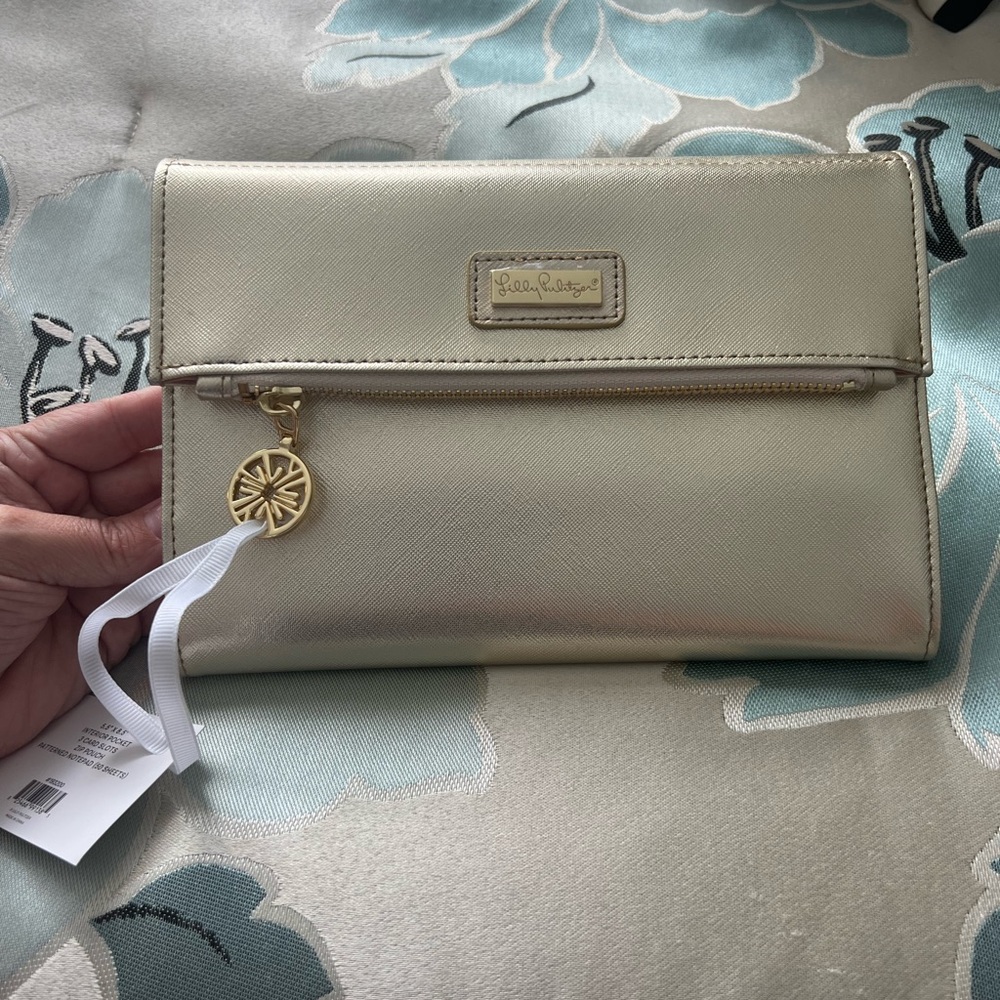 Lilly Pulitzer Gold Clutch with Minimalist Design